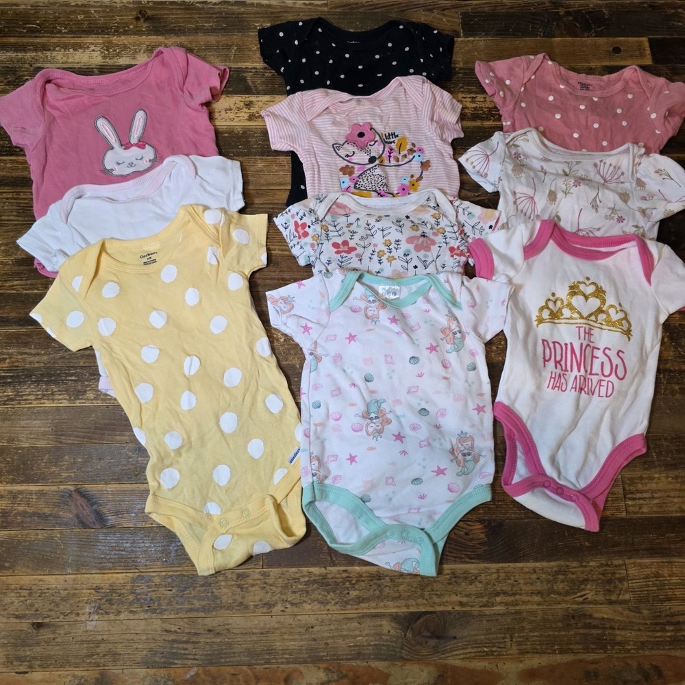 Baby Girl 3-6 Mo Bodysuit 10 pc Lot Pajamas Pastels One Piece Bundle Newborn